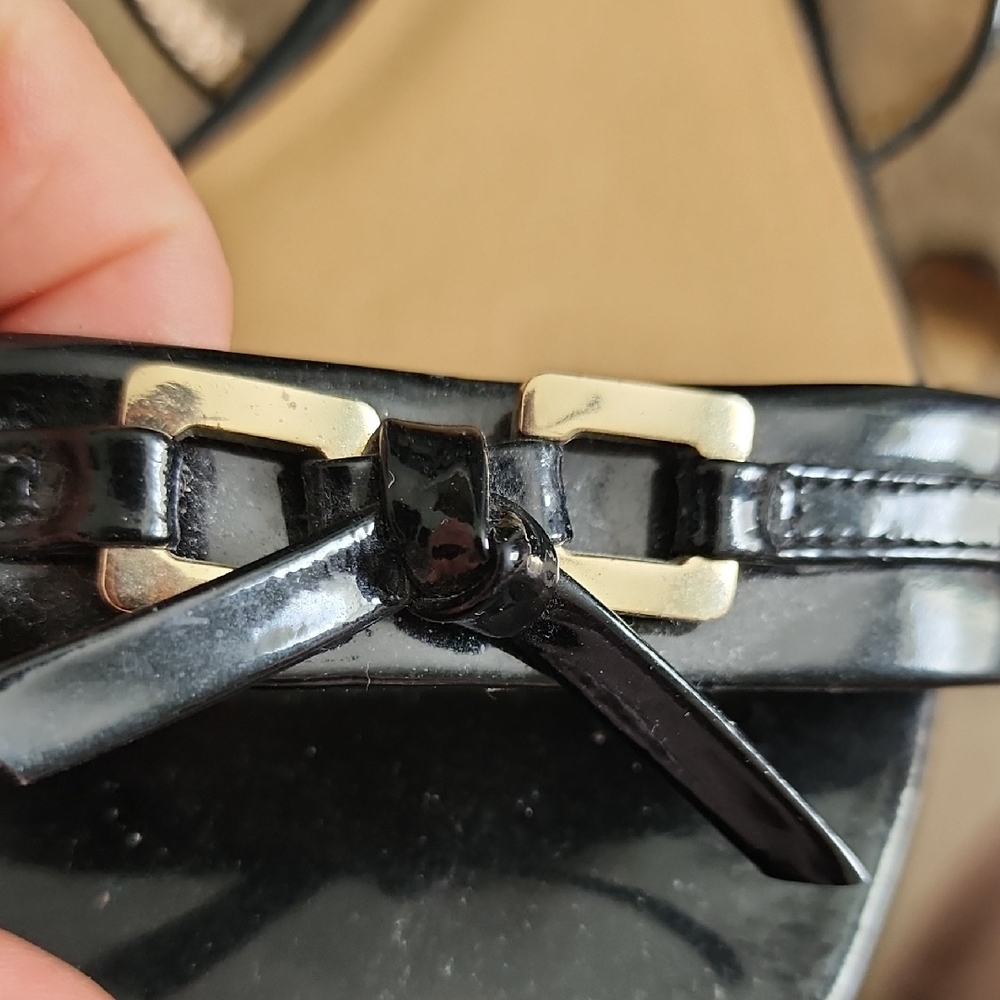 Talbots Black Patent Strappy Sandals with Bow Trim - Picture 10 of 10